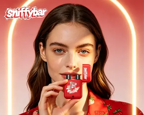 Sniffybar Strawberry Ice held open in use